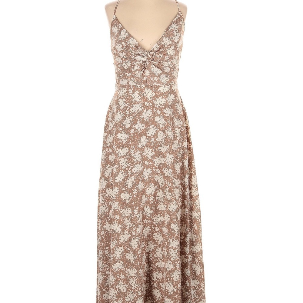 Lulu's Floral Maxi Dress in Brown and Cream